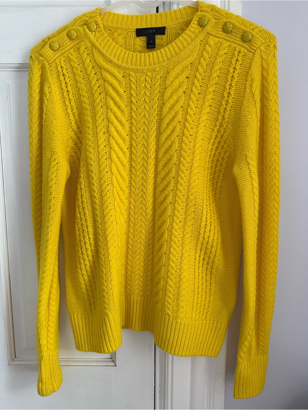 J. Crew Cable Knit Crewneck Sweater in Bright Yellow